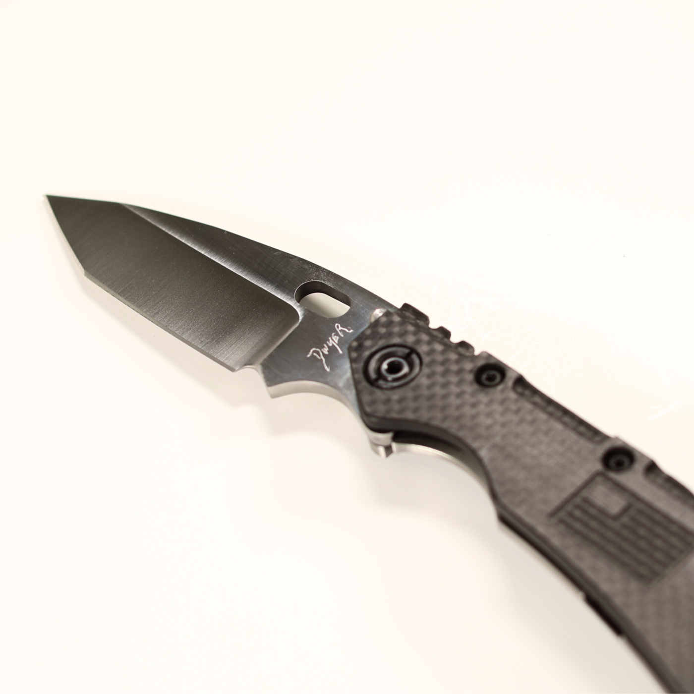Dwyer Custom Goods Model BBNL - CPM Magnacut Tanto V Ground - DCG Electric Black Titanium Handle - 25076 5 Dwyer Custom Goods Model BBNL - CPM Magnacut Tanto V Ground - DCG Electric Black Titanium Handle - 25076 - Image 5